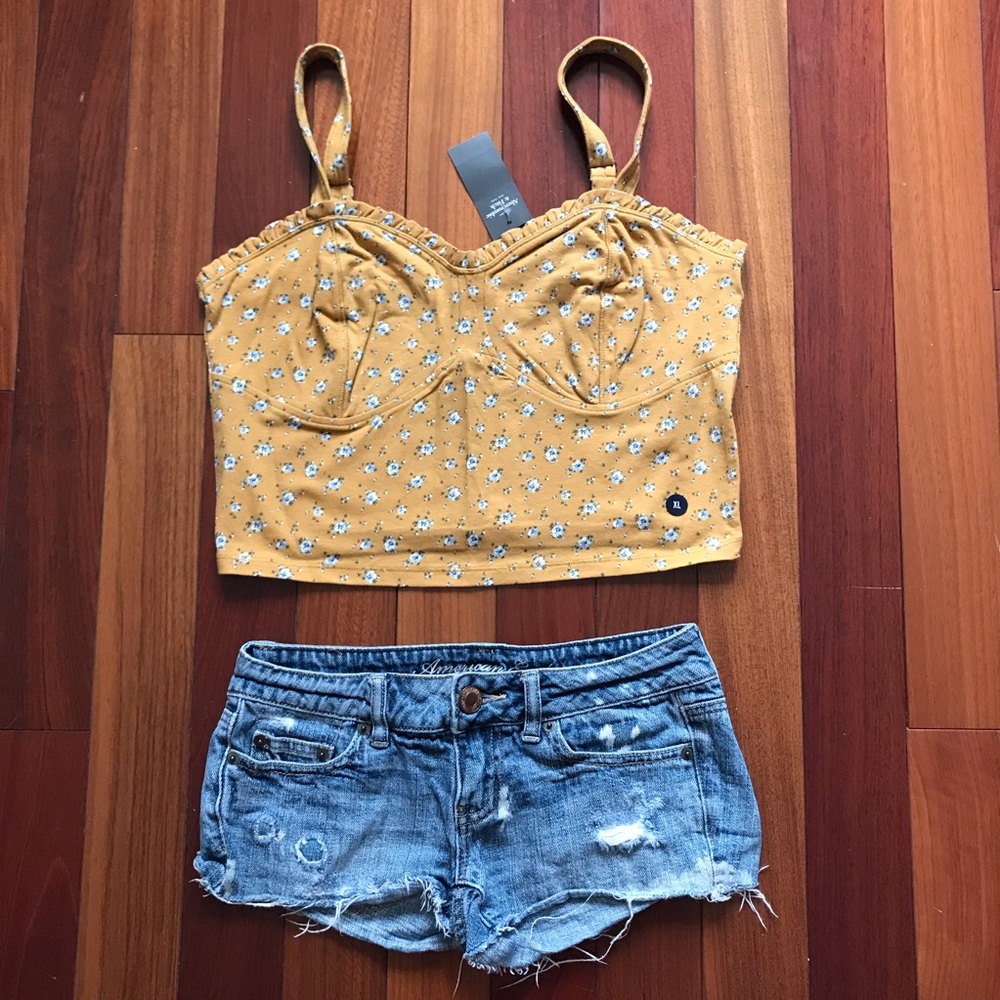 NWT Abercrombie & Fitch crop floral corset cami